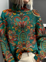 Casual Loose 3D Printing Mock Neck Sweatshirt