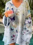 V Neck Butterfly Loose Boho Sweater