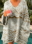 Vintage V Neck Loose 3D Printing Sweater