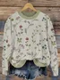 Loose Crew Neck Floral Casual Sweatshirt