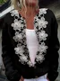 Loose Crew Neck 3D Printing Casual Cardigan