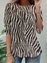 Women's Long Sleeve T-shirt Spring/Fall Black Zebra Jersey Crew Neck Daily Going Out Casual Top