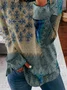 Hippie Casual Loose Crew Neck Nationality/Ethnic Sweatshirt