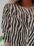 Women's Long Sleeve T-shirt Spring/Fall Black Zebra Jersey Crew Neck Daily Going Out Casual Top