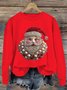 Loose Casual Crew Neck Santa Claus Sweatshirt