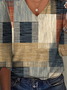 Women's Three Quarter Sleeve T-shirt Spring/Fall Khaki Geometric Jersey V Neck Daily Going Out Casual Top