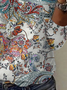 Ethnic Print Long Sleeve V-Neck T-shirt