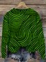 Crew Neck Abstract Stripes Loose Casual Sweatshirt