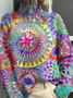 Vintage Mock Neck 3D Printing Sweatshirt