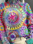 Vintage Mock Neck 3D Printing Sweatshirt