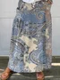 Loose Linen Blend Paisley Ethnic Skirt