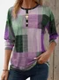 Women's Long Sleeve Blouse Spring/Fall Sky Blue Colorblock Cold Shoulder Daily Going Out Casual Top