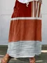 Loose Linen Vintage Multicolor Block Skirt