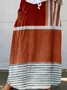 Loose Linen Vintage Multicolor Block Skirt