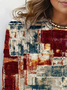 Geometric Print Long Sleeve Crew Neck T-shirt