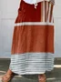 Loose Linen Vintage Multicolor Block Skirt