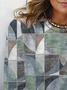 Geometric Print Long Sleeve Crew Neck T-shirt