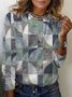 Geometric Print Long Sleeve Crew Neck T-shirt