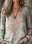 Boho Loose V Neck 3D Printing T-Shirt