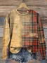 Plaid Print Long Sleeve Crew Neck Sweatshirt