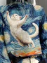 Casual Pop Art Print Mock Neck Sweatshirt