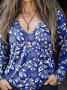 Print Casual V Neck Long Sleeve T-Shirt