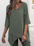 Plain Vintage Loose Crew Neck T-Shirt