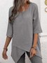 Plain Vintage Loose Crew Neck T-Shirt