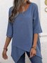Plain Vintage Loose Crew Neck T-Shirt