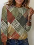 Geometric Print Long Sleeve Crew Neck T-shirt