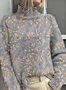 3D Printing Mock Neck Casual Loose Sweatshirt