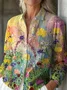 Women's Vintage Floral Print Casual Linen Cotton Shirt