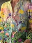 Women's Vintage Floral Print Casual Linen Cotton Shirt