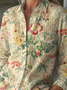 Women's Vintage Floral Print Casual Linen Cotton Shirt
