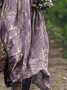 Floral Print Long Sleeve V-neck Dress