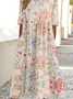 Vintage Crew Neck Loose 3D Printing Dress With No