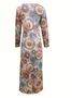 Elegant Floral Lace Embroidered Linen Blend Maxi Dress