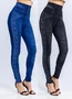 Casual Tight Denim Print Graphic Leggings