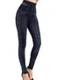 Casual Tight Denim Print Graphic Leggings