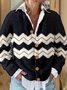 Casual Loose 3D Printing Knitted Cardigan