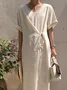Linen Plain Crew Neck Maxi Dress