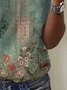 Floral Print Short Sleeve V-neck T-Shirt