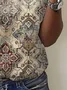 Ethnic Print Short Sleeve V-Neck T-shirt