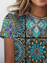 Ethnic Print Short Sleeve Crew Neck T-shirt