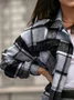 Plaid Shawl Collar Casual Loose Jacket
