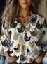 Animal Print Long Sleeve Crew Neck Shirts