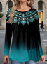 Ethnic Print Long Sleeve Crew Neck T-shirt