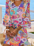 Ethnic Casual V Neck Dress With No