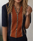 Print Casual V Neck Long Sleeve T-Shirt