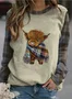 Checkered color blocked highland cattle sweatshirt